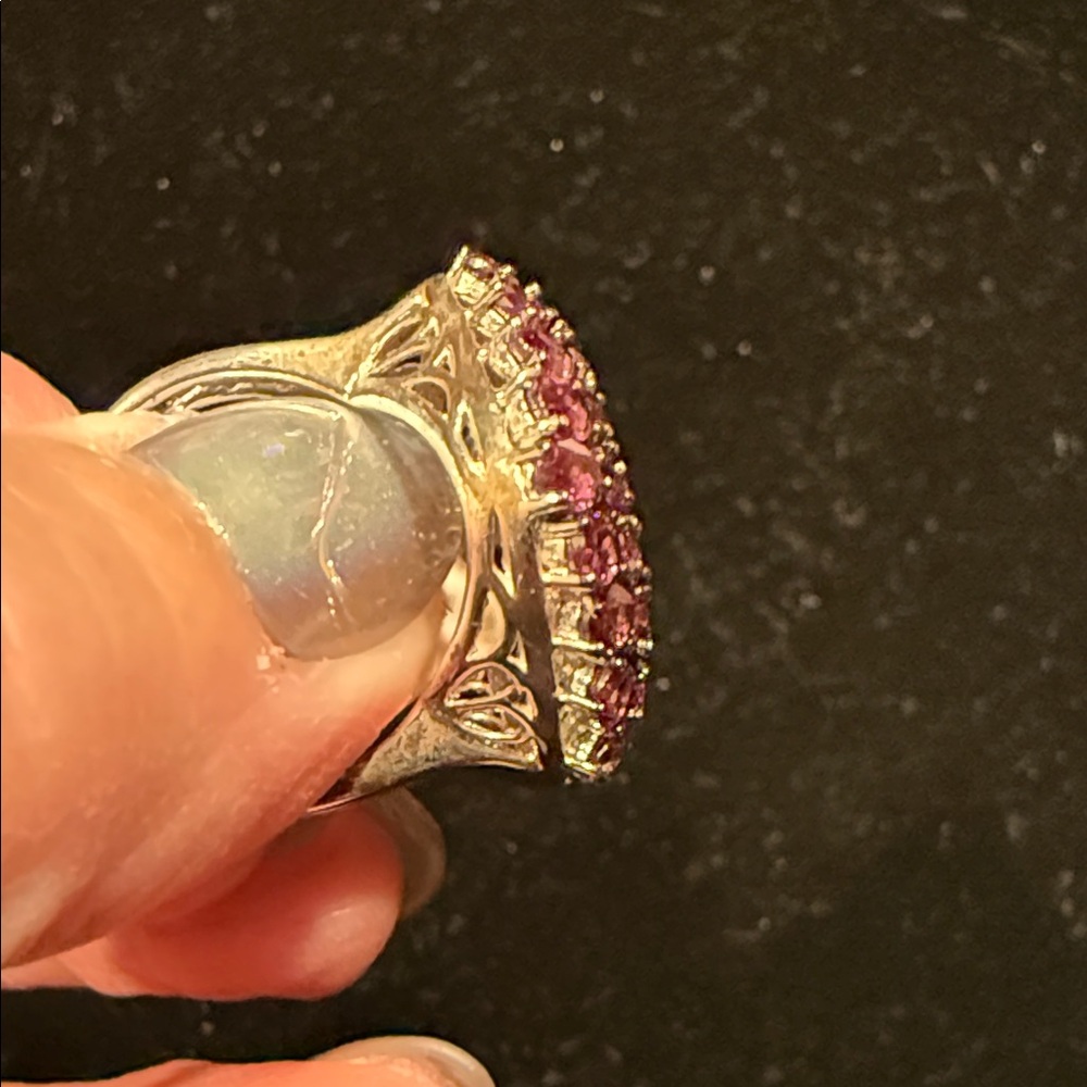 Elegant Purple Amethyst Cluster Sterling Silver Ring - Picture 8 of 11